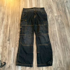 JADED LONDON BLACK MILLENNIUM CARGO JEANS W32 LIGHTLY WORN